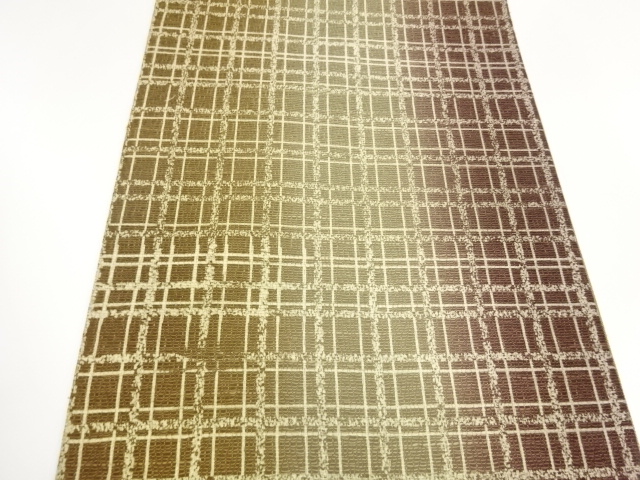  格子模様織出し袋帯